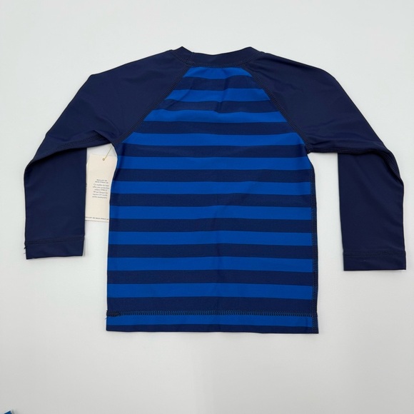 Tea Collection Boys Long Sleeve Rash Guard Navy and Blue Striped Rashguard 2 NWT - Picture 2 of 6